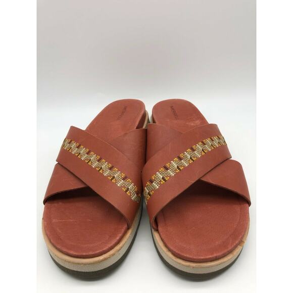 Merrell Women's Juno Redwood Full Grain Leather Slide Sandals Size 9 NEW - Picture 6 of 12